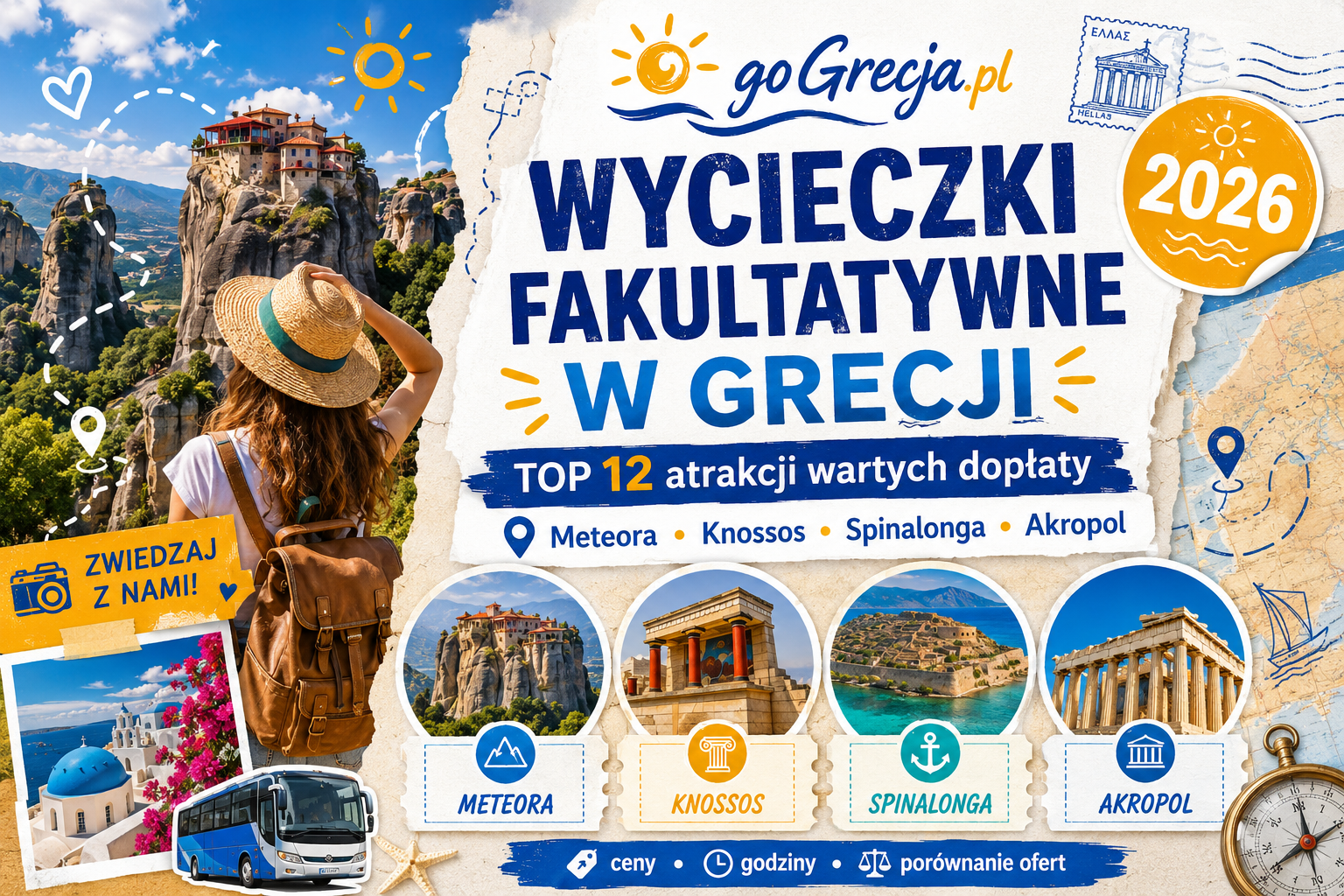 Wycieczki fakultatywne w Grecji 2026 — TOP 12 atrakcji wartych dopłaty